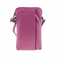 Bolsa de ombro de couro rosa para celular