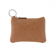 Porta-chaves com bolsa de couro gravado em cashmere